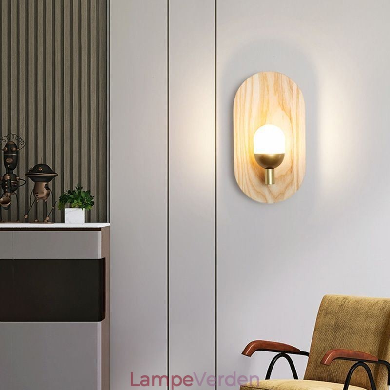 Dekoration Væg Trælampe Entré Ganglys Nordic Bedside Wall Light