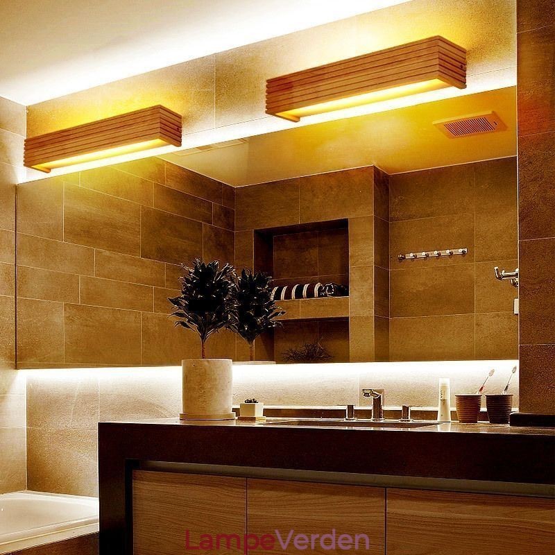 Japansk stil træ væglamper Lampe Badeværelse Home Wall Sconce