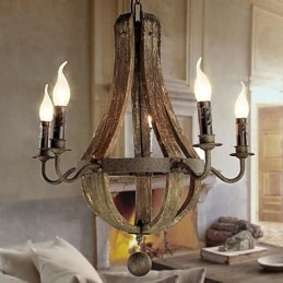 Lysekrone 5 lys Vintage Retro Country Living Dining Metal