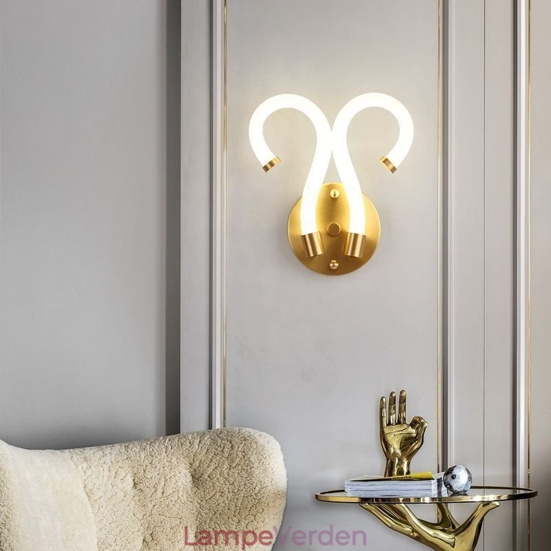 Moderne Væglampe Kreativitet Sconce Væglampe Kobber Fårehorn 2 lys