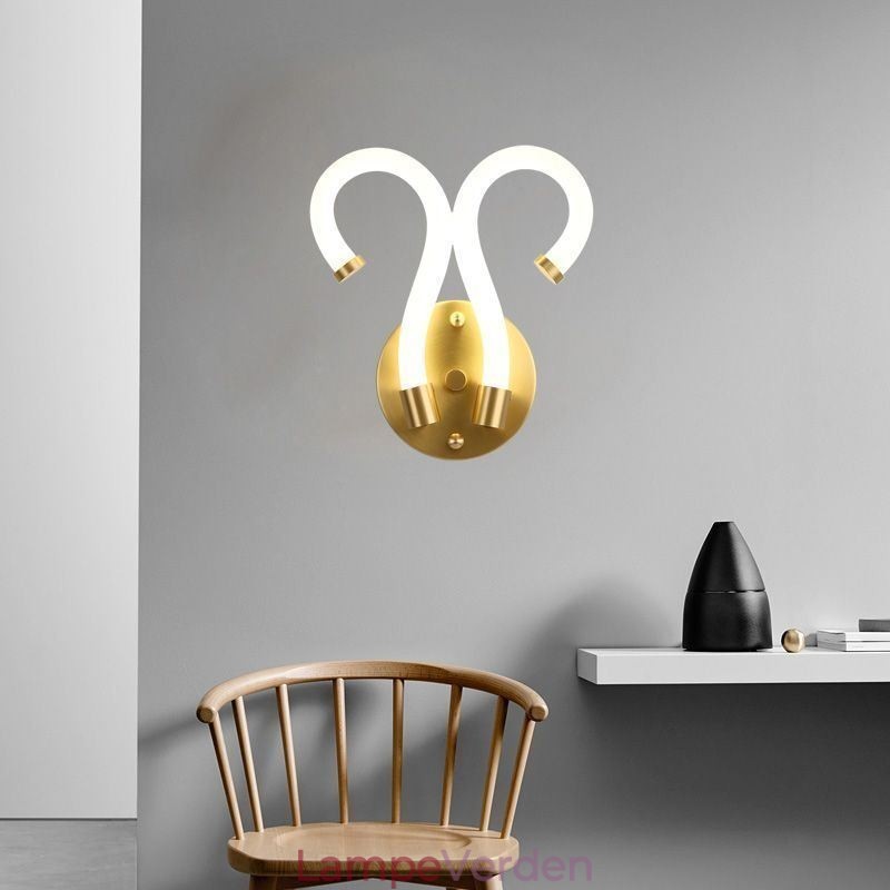 Moderne Væglampe Kreativitet Sconce Væglampe Kobber Fårehorn 2 lys