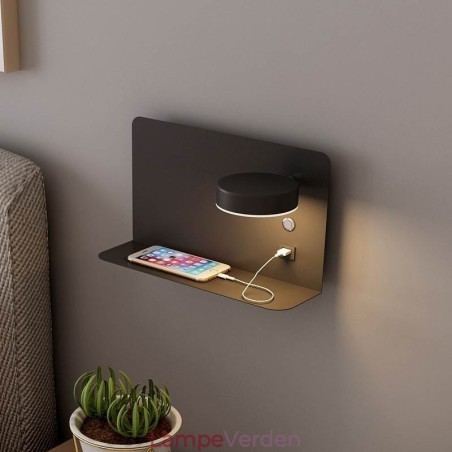 Væglampe Roterbar Sconce Light med USB-opladningsport Væglampe Roterbar Sconce Light med USB-opladningsport