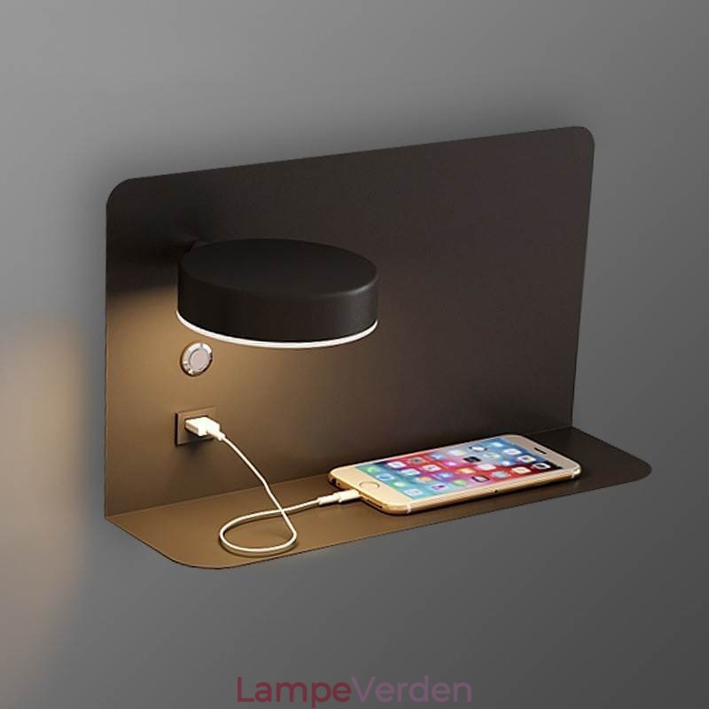 Væglampe Roterbar Sconce Light med USB-opladningsport