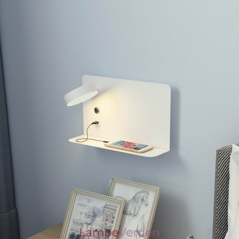 Væglampe Roterbar Sconce Light med USB-opladningsport