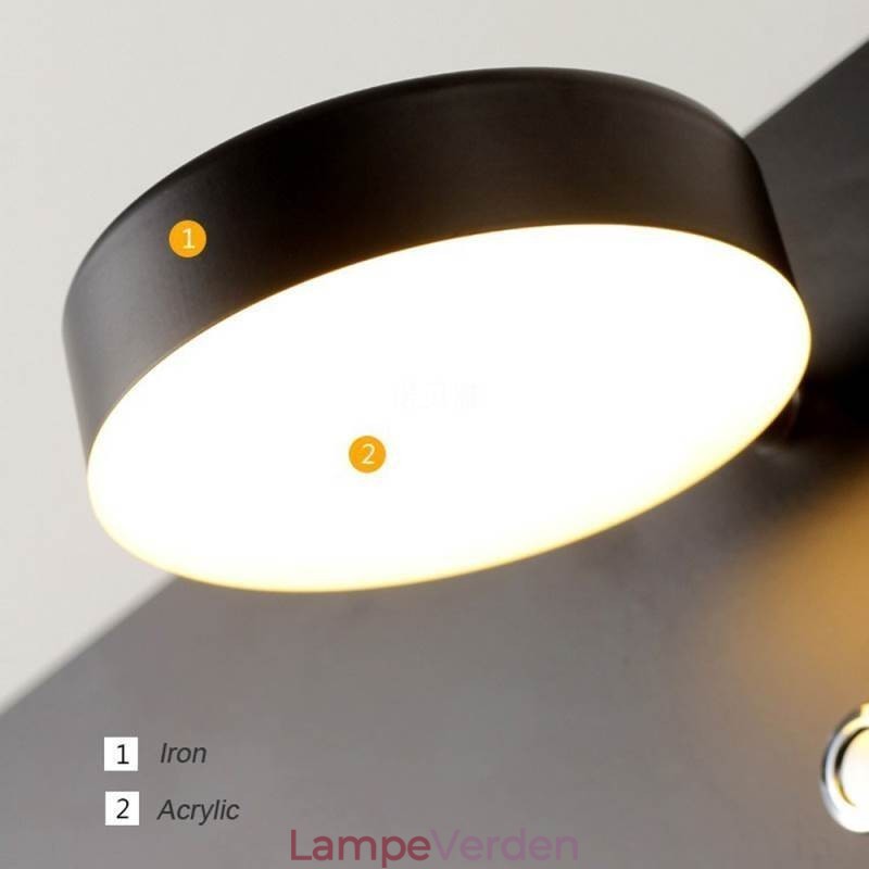 Væglampe Roterbar Sconce Light med USB-opladningsport
