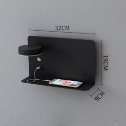 Væglampe Roterbar Sconce Light med USB-opladningsport
