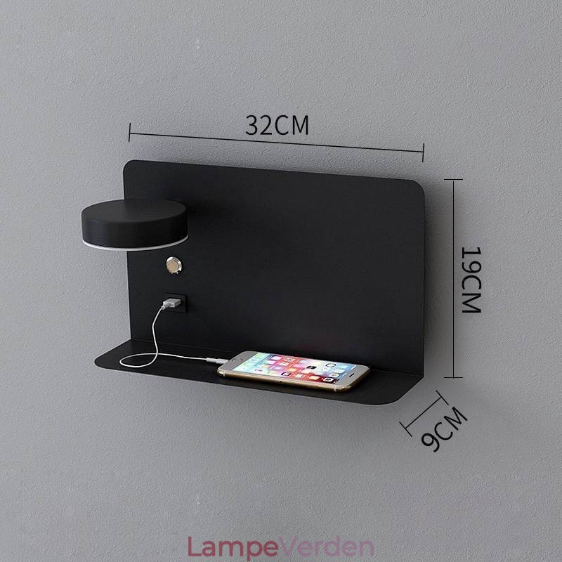 Væglampe Roterbar Sconce Light med USB-opladningsport
