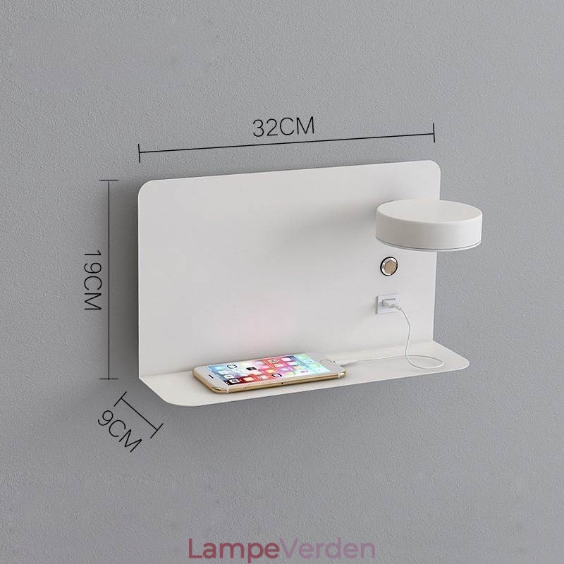 Væglampe Roterbar Sconce Light med USB-opladningsport