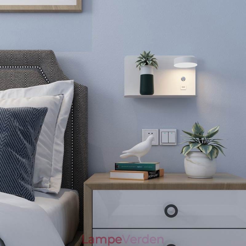 Væglampe Roterbar Sconce Light med USB-opladningsport