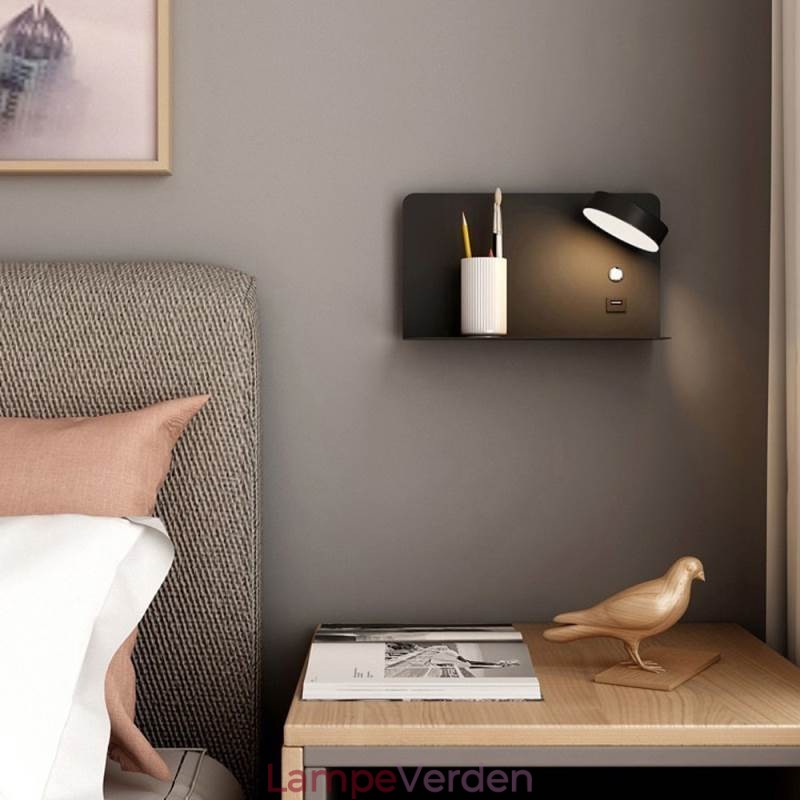 Væglampe Roterbar Sconce Light med USB-opladningsport