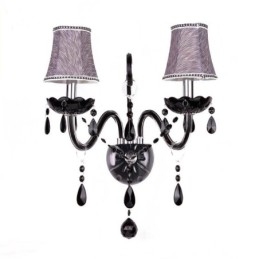 Europæisk stil Crystal Sconce Sort to lys stearinlys væglampe