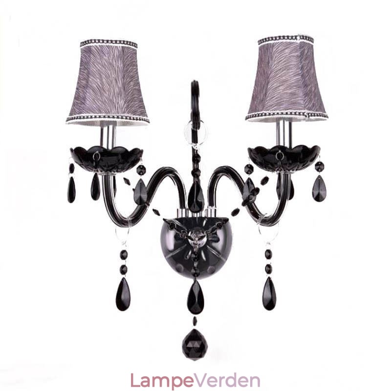 Europæisk stil Crystal Sconce Sort to lys stearinlys væglampe