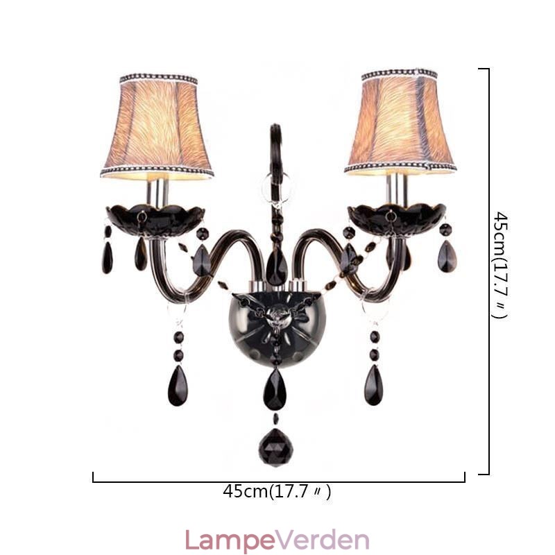 Europæisk stil Crystal Sconce Sort to lys stearinlys væglampe