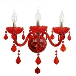 Europæisk Crystal Sconce Væglampe Rød Farve Lys