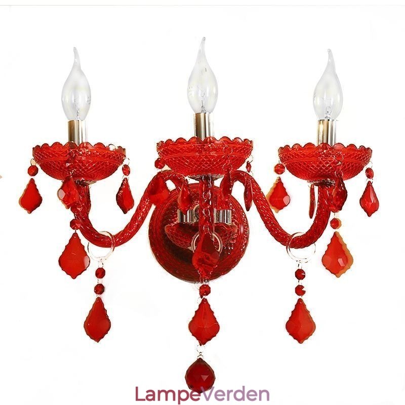 Europæisk Crystal Sconce Væglampe Rød Farve Lys