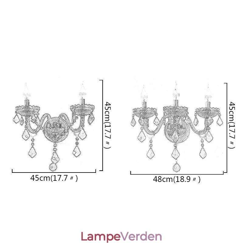 Europæisk Crystal Sconce Væglampe Rød Farve Lys