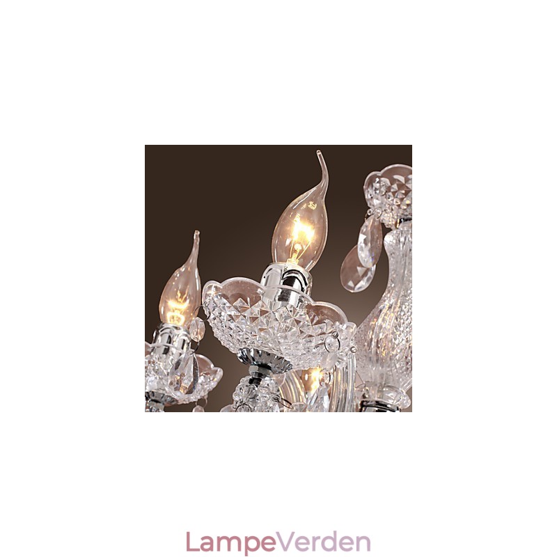 Upligh krom loftslampe stearinlys akryl armatur lysekrone pendel