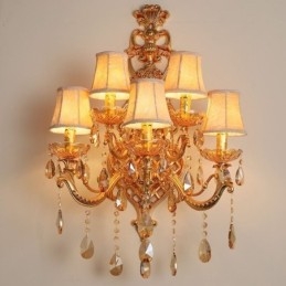 Luksus Crystal Sconce Europæisk væglampe zinklegering Fem lysgang