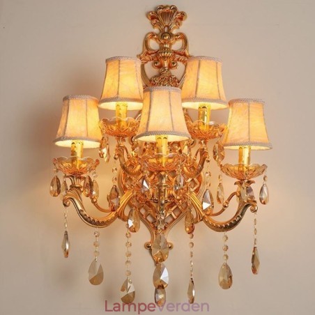 Luksus Crystal Sconce Europæisk væglampe zinklegering Fem lysgang