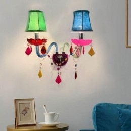 Farverig Crystal Sconce European Two Light Wall Light Aisle