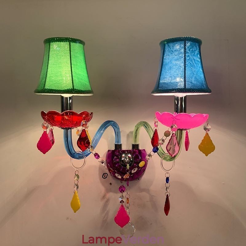Farverig Crystal Sconce European Two Light Wall Light Aisle