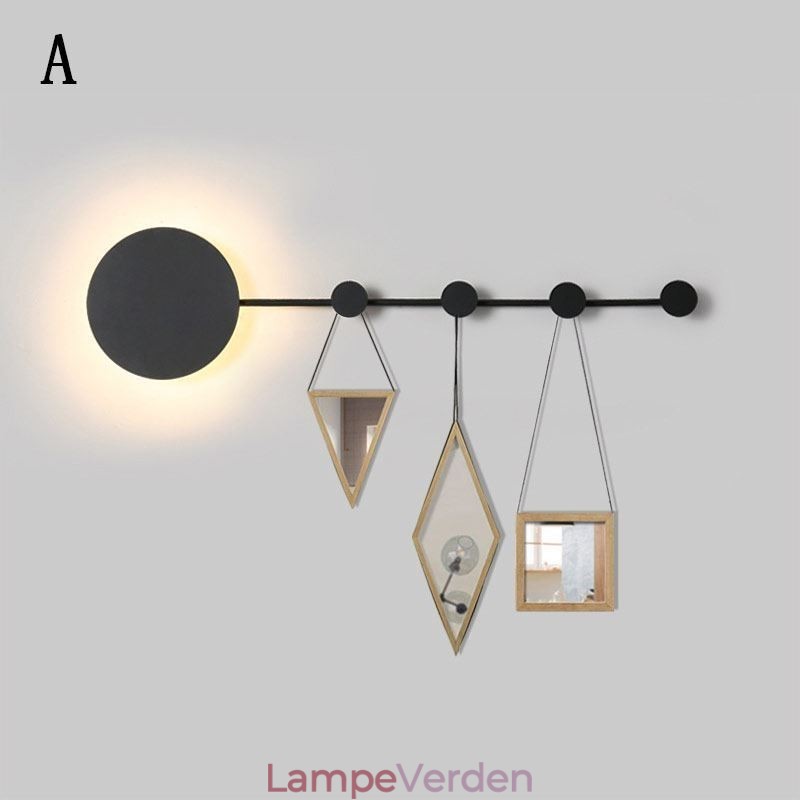 Moderne Væglampe Cirkulær Væglampe Sort Krog Sconce Sengelampe