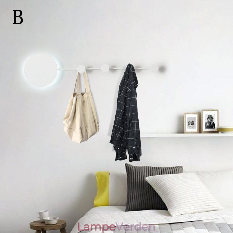 Moderne Væglampe Cirkulær Væglampe Sort Krog Sconce Sengelampe