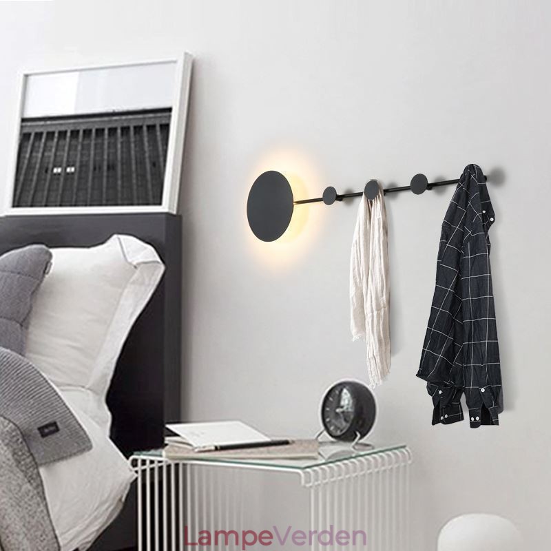 Moderne Væglampe Cirkulær Væglampe Sort Krog Sconce Sengelampe