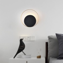 Modern Style Væglampe Sort Cirkulær Væglampe Kreativ Lampe Sengelampe
