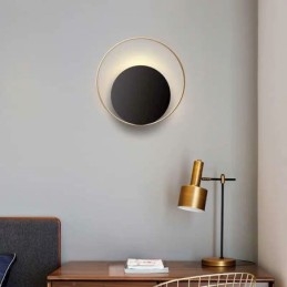 Modern Style Væglampe Sort Cirkulær Væglampe Kreativ Lampe Sengelampe