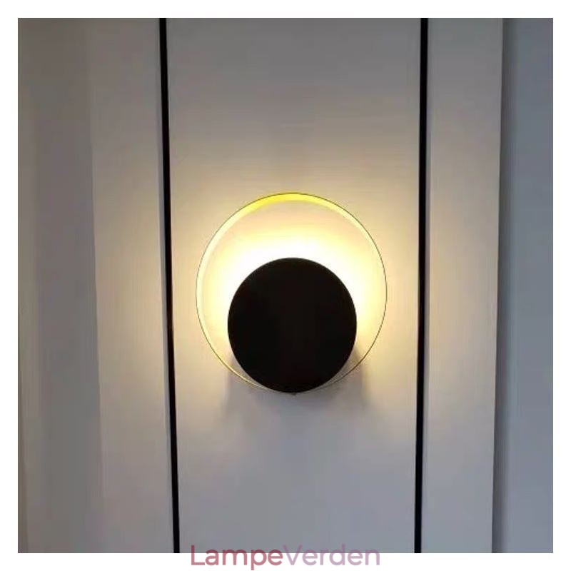 Modern Style Væglampe Sort Cirkulær Væglampe Kreativ Lampe Sengelampe