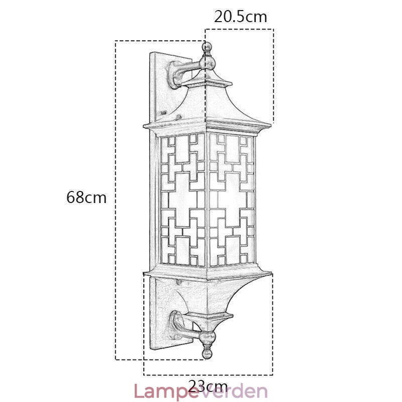 Kinesisk udendørs væglampe Vandtæt vinduesgitter væglampe