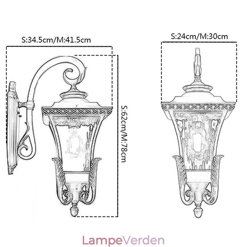 Kinesisk udendørs lys enkelt hoved vandtæt glas væg lys gårdhave korridor