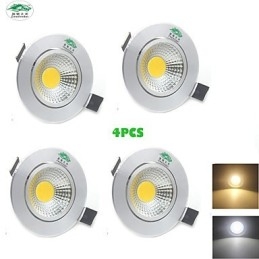 4 STK Zweihnder 3W 300Lm COB Loftslampe Downlight Varmt hvidt lys