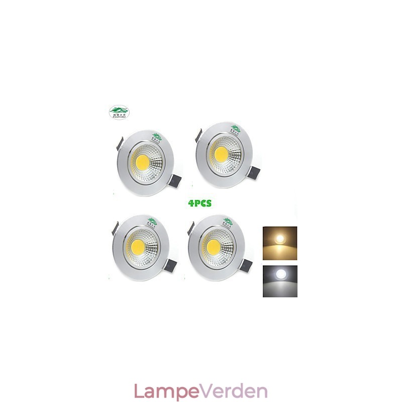 4 STK Zweihnder 3W 300Lm COB Loftslampe Downlight Varmt hvidt lys
