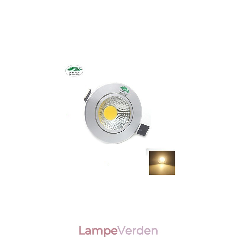 4 STK Zweihnder 3W 300Lm COB Loftslampe Downlight Varmt hvidt lys