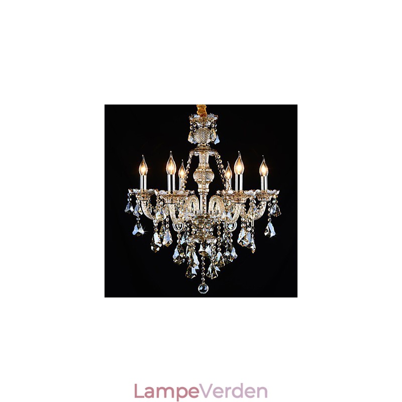 Lysekrone Cognac farve Krystal Moderne 6 lys moderne glas