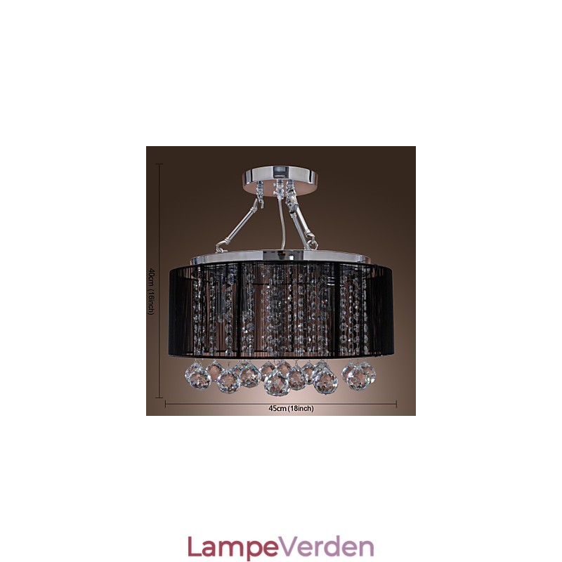 Moderne Crystal Flush Mount med 5 lys sort stofskærm