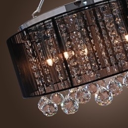Moderne Crystal Flush Mount med 5 lys sort stofskærm