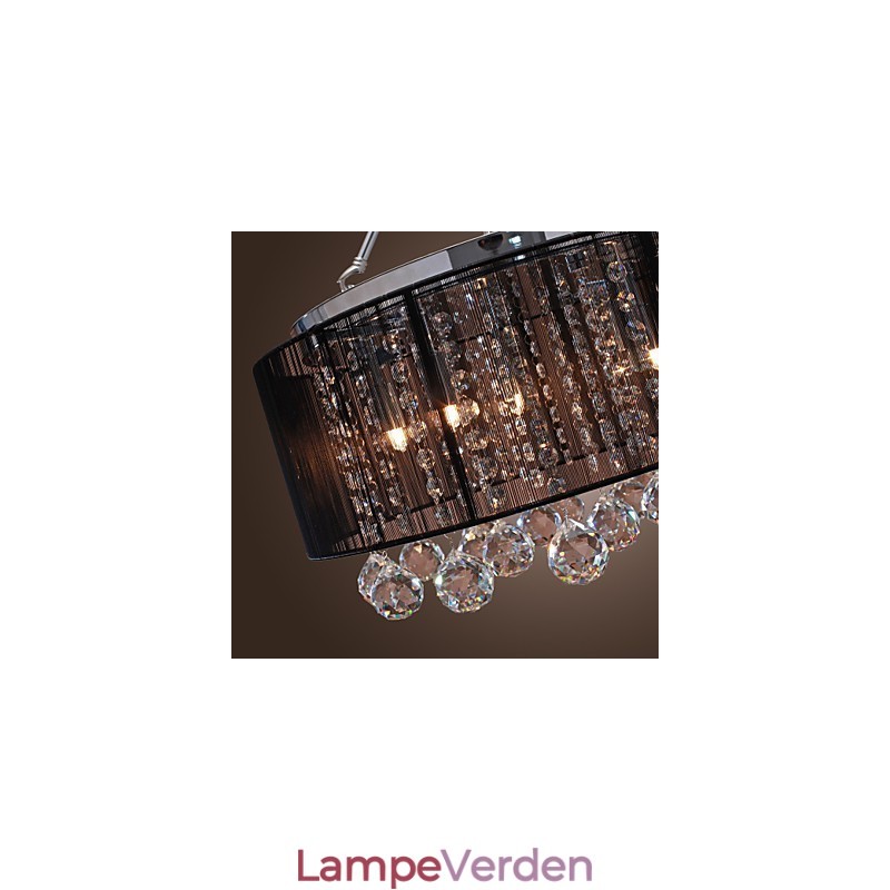 Moderne Crystal Flush Mount med 5 lys sort stofskærm