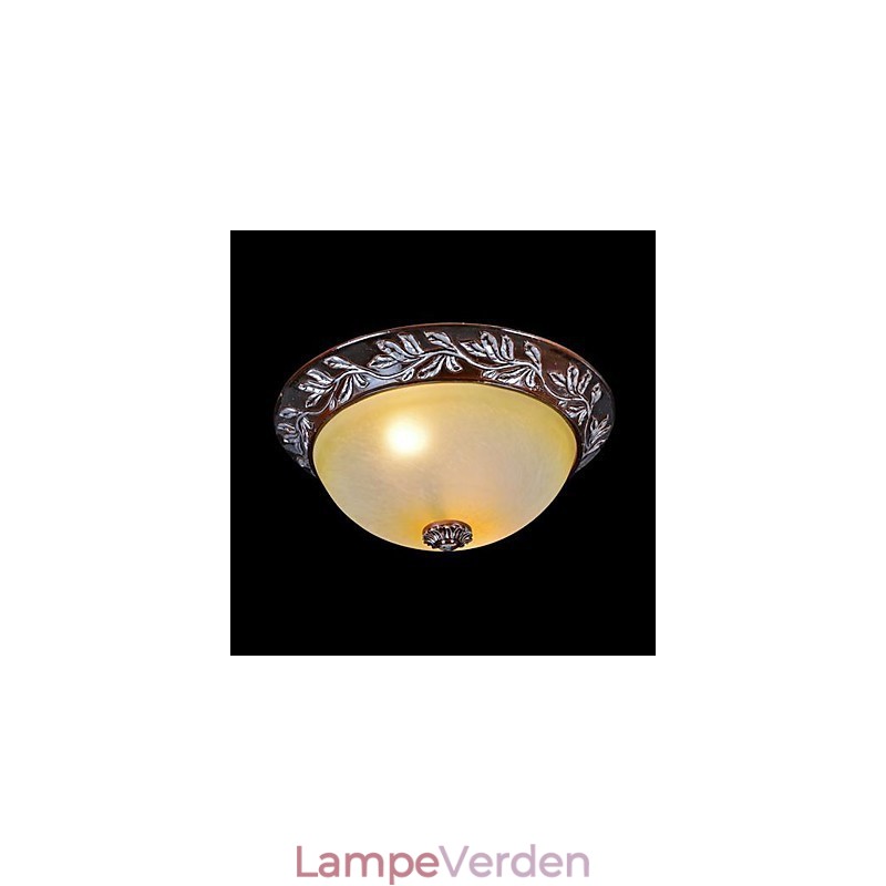 Flush Mount Light White Yellow Glas Resin Silver Carving European Classic