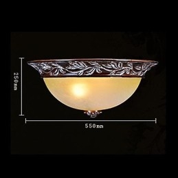 Flush Mount Light White Yellow Glas Resin Silver Carving European Classic