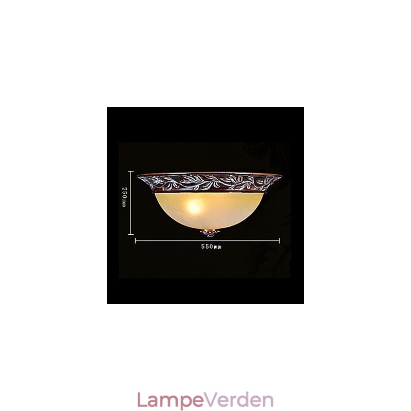 Flush Mount Light White Yellow Glas Resin Silver Carving European Classic
