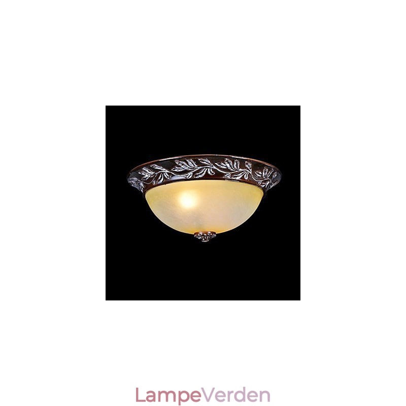 Flush Mount Light White Yellow Glas Resin Silver Carving European Classic