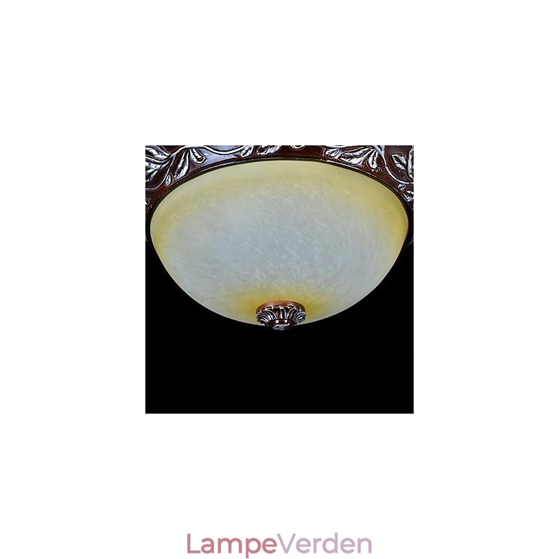 Flush Mount Light White Yellow Glas Resin Silver Carving European Classic