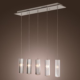 Moderne moderne ø krystal krom metal pendellampe