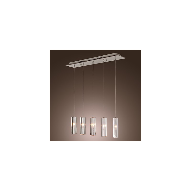 Moderne moderne ø krystal krom metal pendellampe
