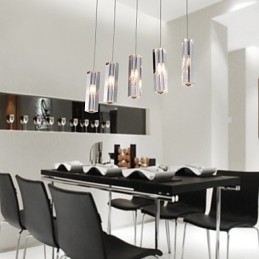 Moderne moderne ø krystal krom metal pendellampe
