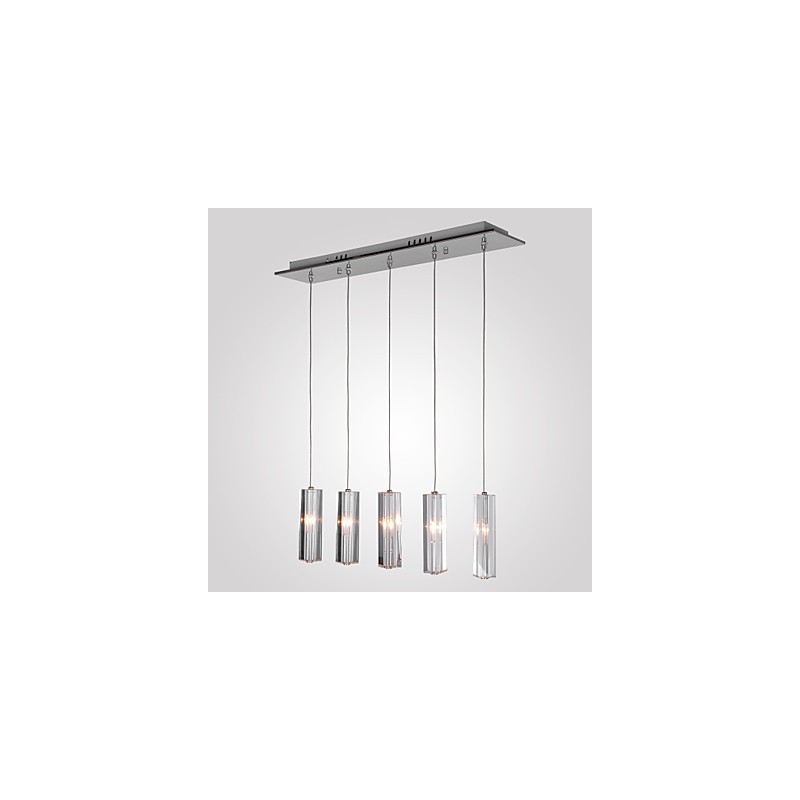 Moderne moderne ø krystal krom metal pendellampe