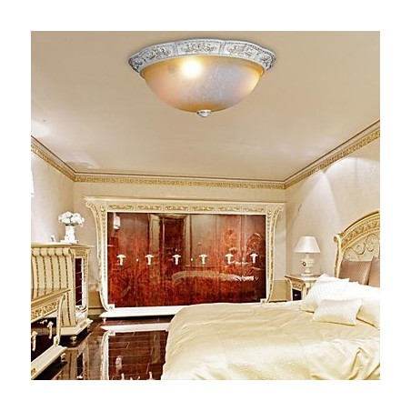 Hvid Flush Mount Lys Gul Hvid Glas Harpiks mønster Carving European Classic